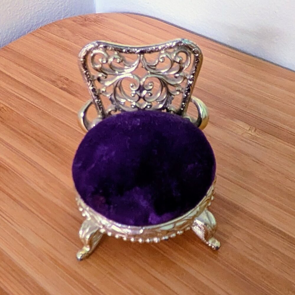 Vintage Purple Velvet Pin Cushion Chair